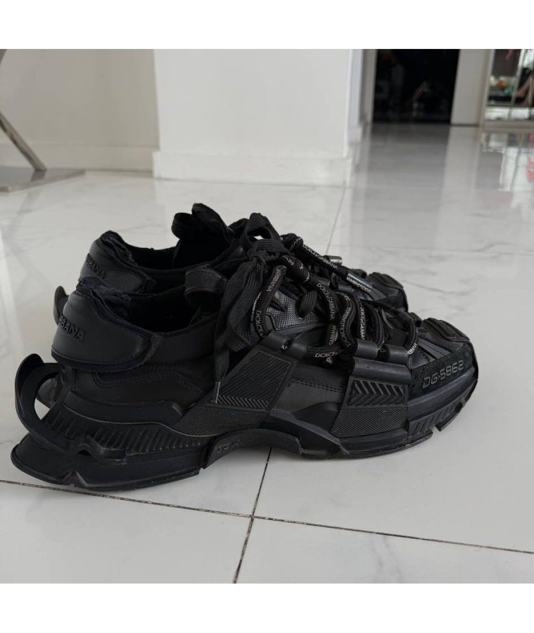 DOLCE&GABBANA Черные текстильные низкие кроссовки / кеды, фото 7