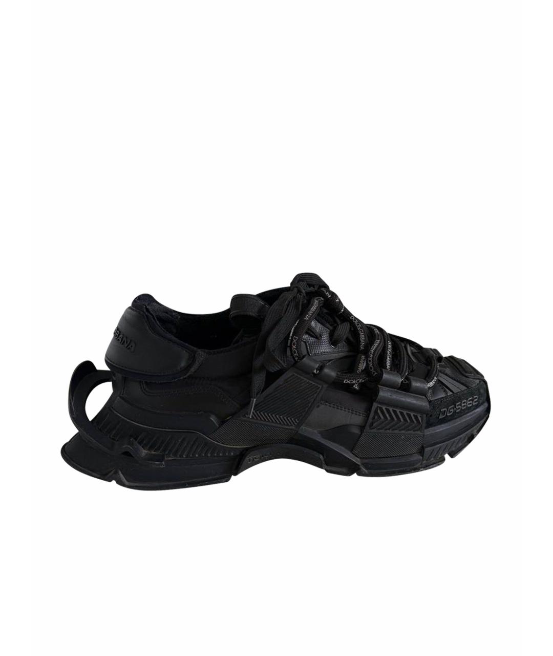 DOLCE&GABBANA Черные текстильные низкие кроссовки / кеды, фото 1