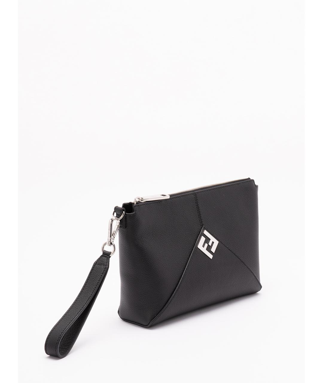 FENDI Черная кожаная барсетка, фото 3