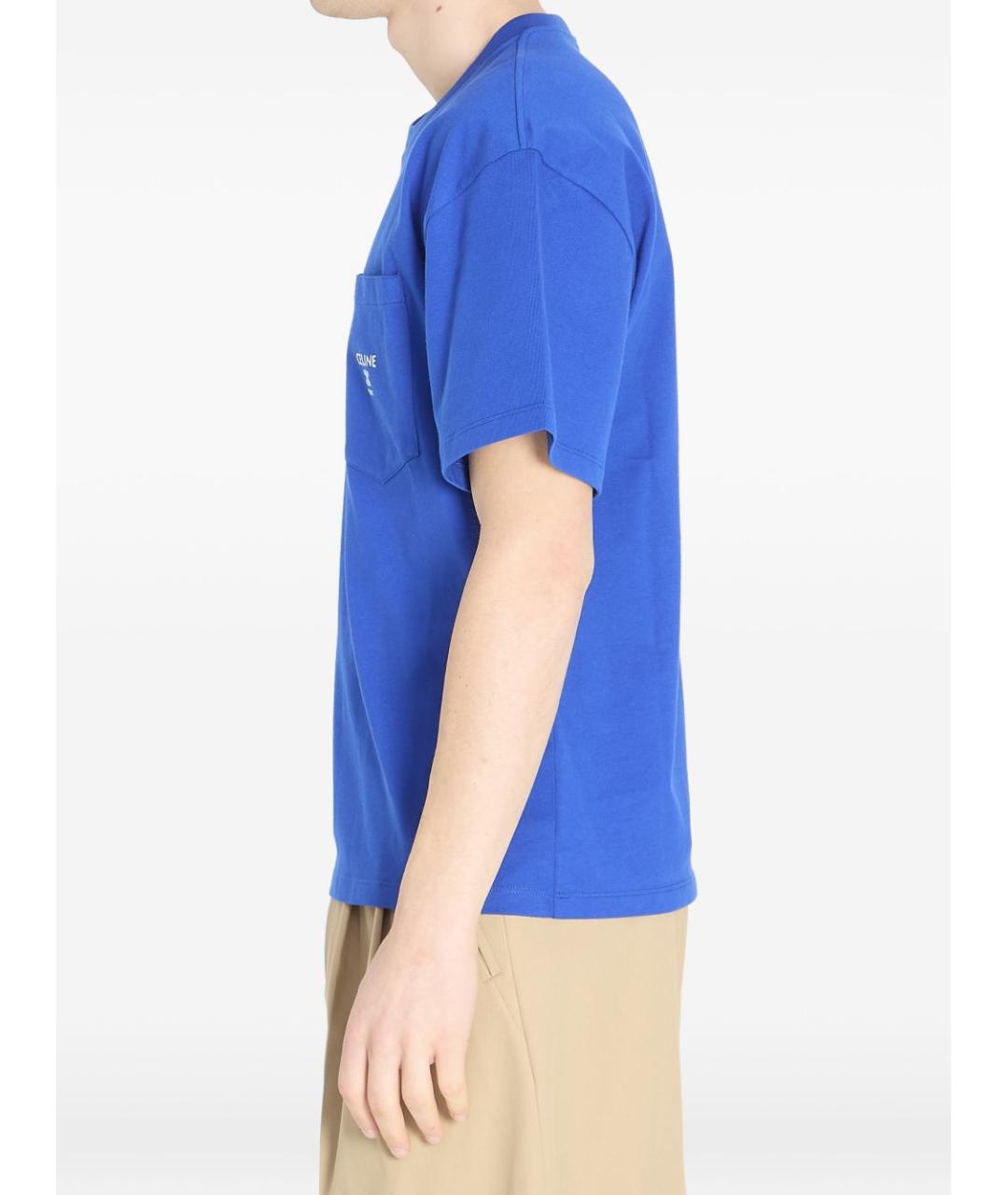 CELINE Синяя хлопковая футболка, фото 3