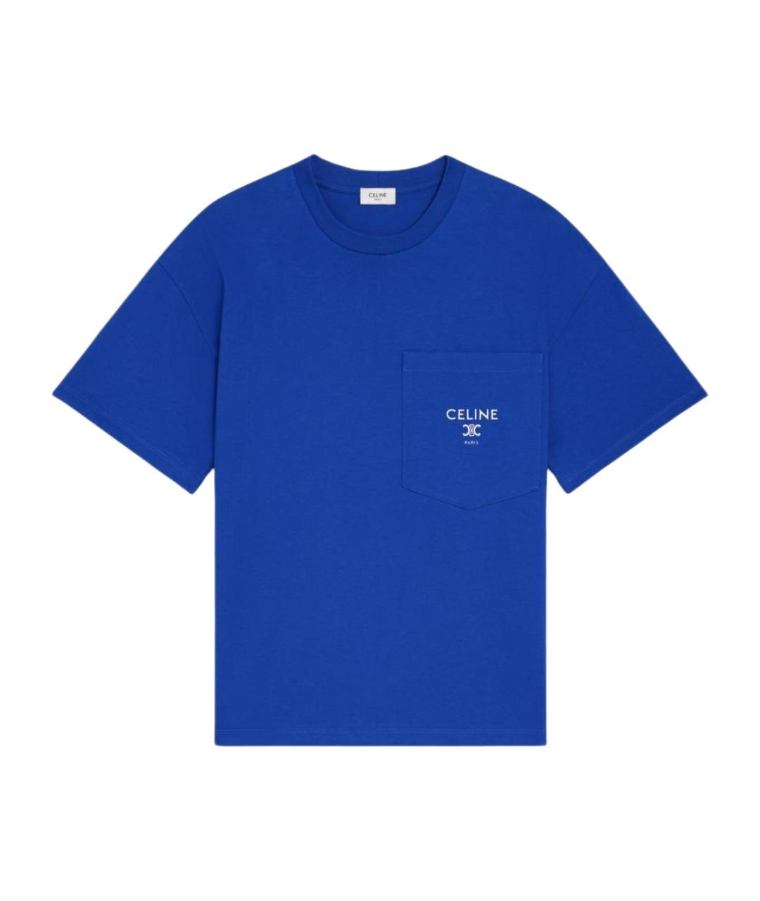 CELINE Синяя хлопковая футболка, фото 1