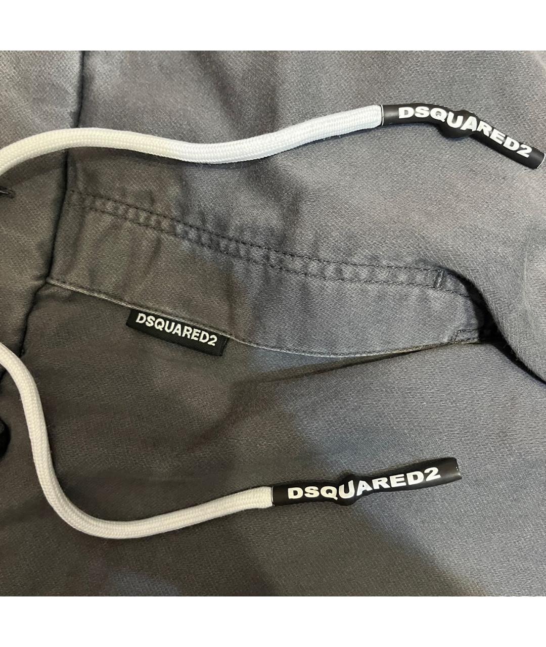 DSQUARED2 Серые хлопко-эластановые повседневные брюки, фото 3