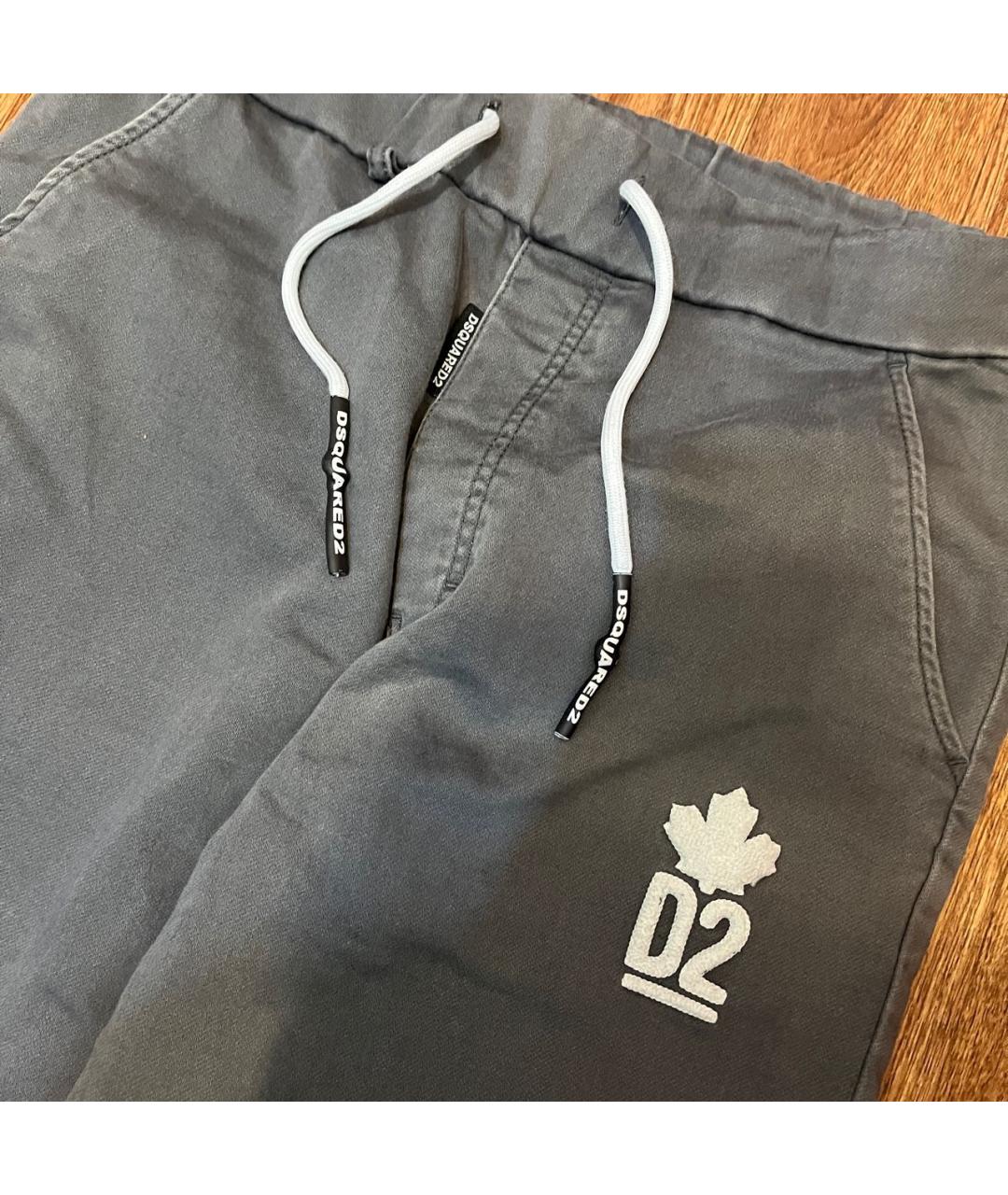 DSQUARED2 Серые хлопко-эластановые повседневные брюки, фото 2