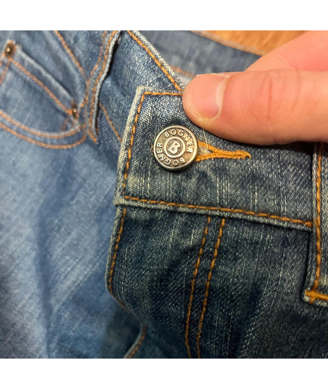 BOGNER Синие хлопко-полиэстеровые прямые джинсы, фото 2