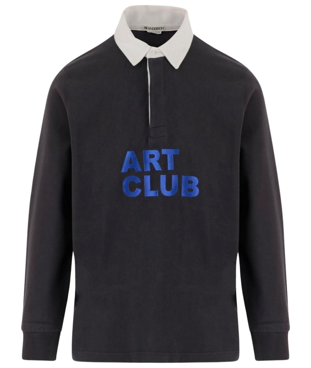 J.W.ANDERSON Черное хлопковое поло с длинным рукавом, фото 1