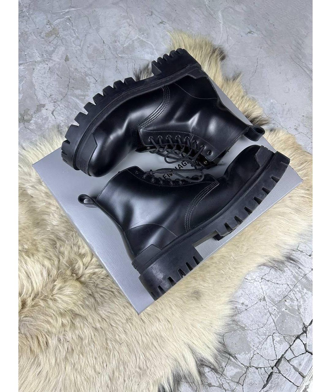 BALENCIAGA Черные кожаные высокие ботинки, фото 2