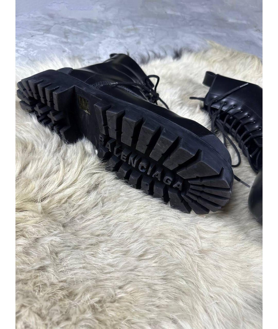 BALENCIAGA Черные кожаные высокие ботинки, фото 6