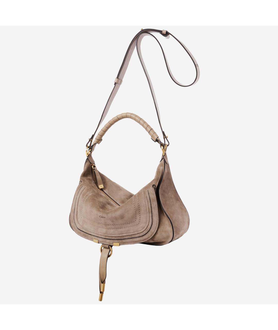 CHLOE Бежевая замшевая сумка через плечо, фото 2