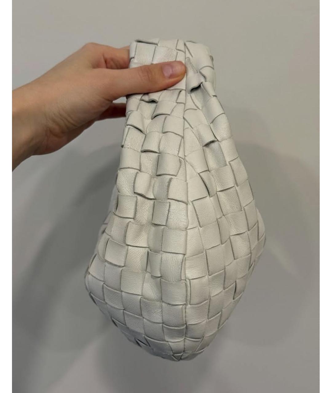 BOTTEGA VENETA Белая кожаная сумка с короткими ручками, фото 7