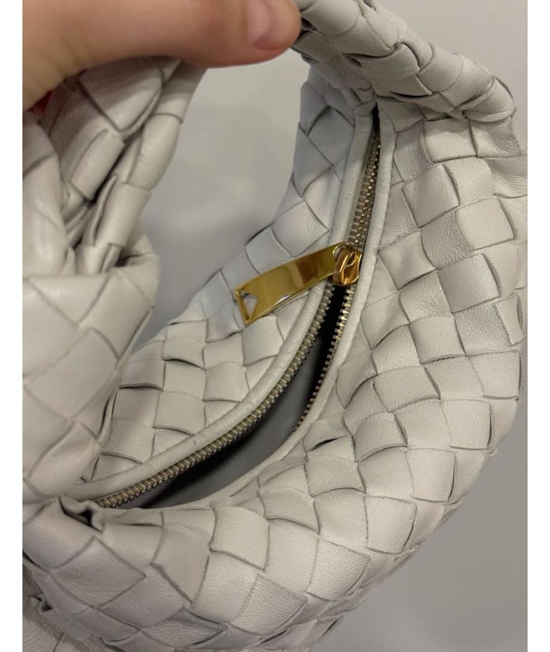 BOTTEGA VENETA Белая кожаная сумка с короткими ручками, фото 3