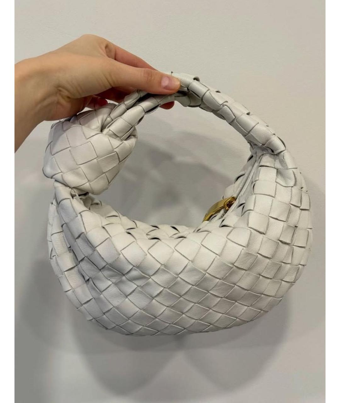BOTTEGA VENETA Белая кожаная сумка с короткими ручками, фото 2