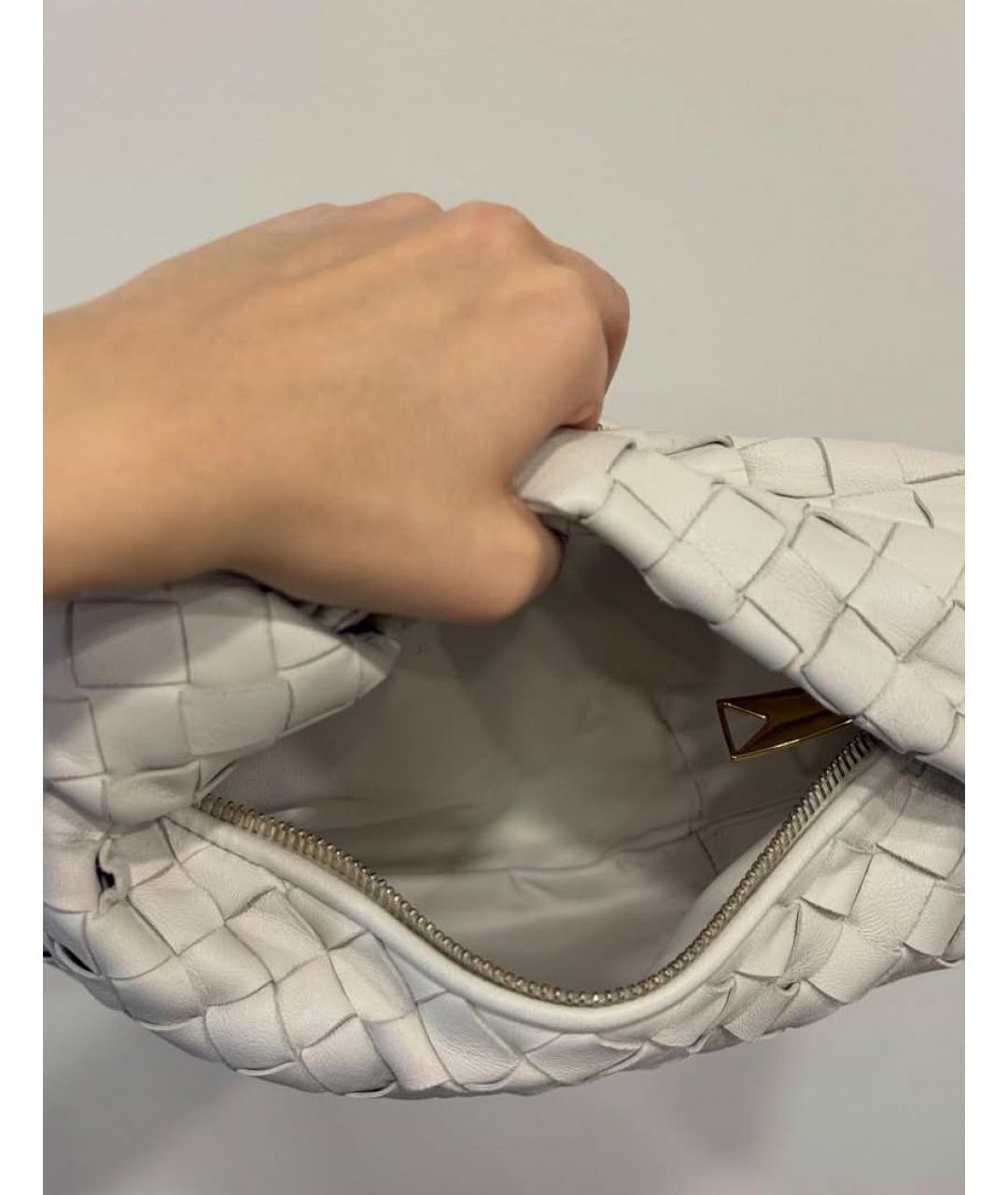 BOTTEGA VENETA Белая кожаная сумка с короткими ручками, фото 4