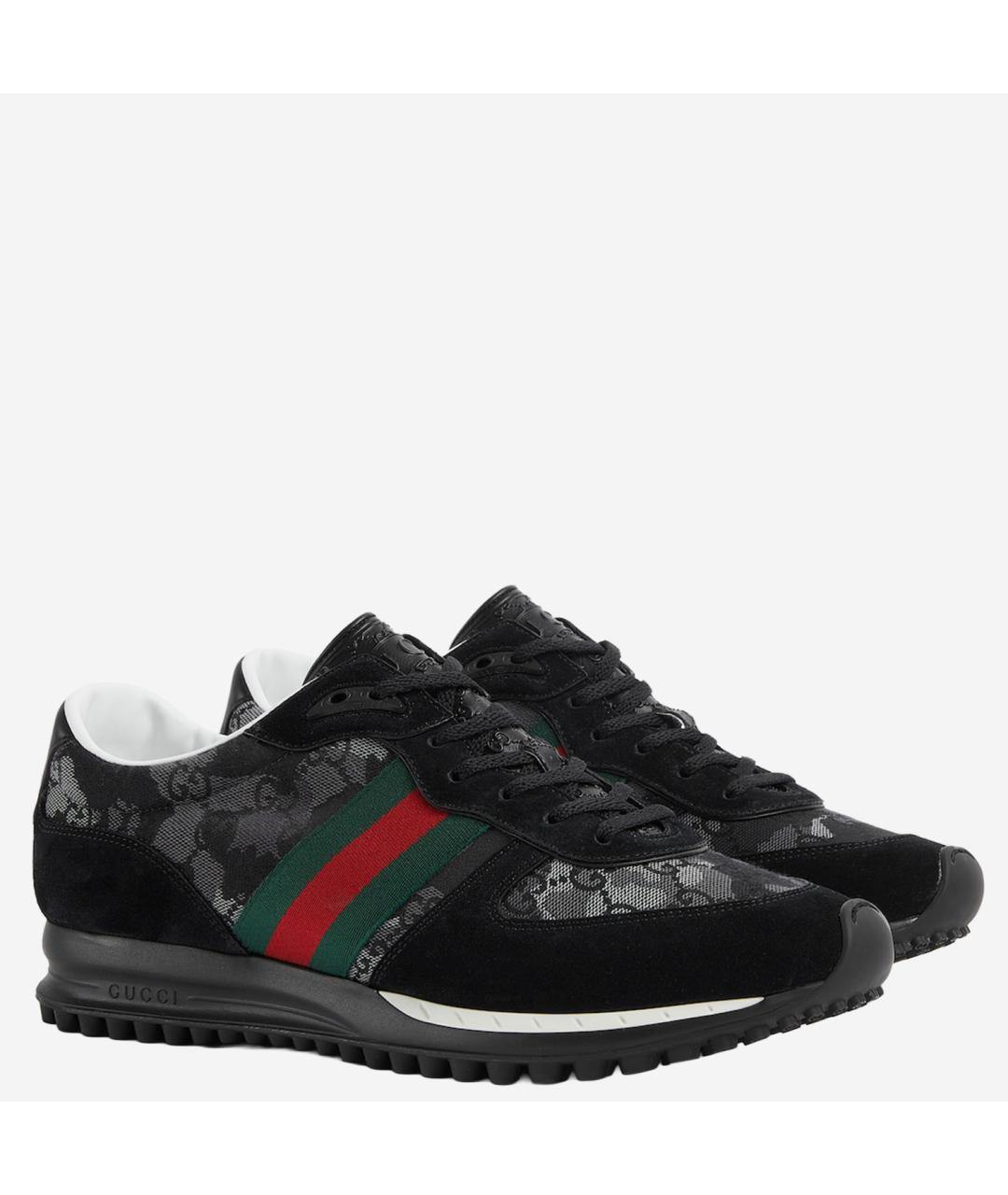 GUCCI Черные текстильные низкие кроссовки / кеды, фото 2