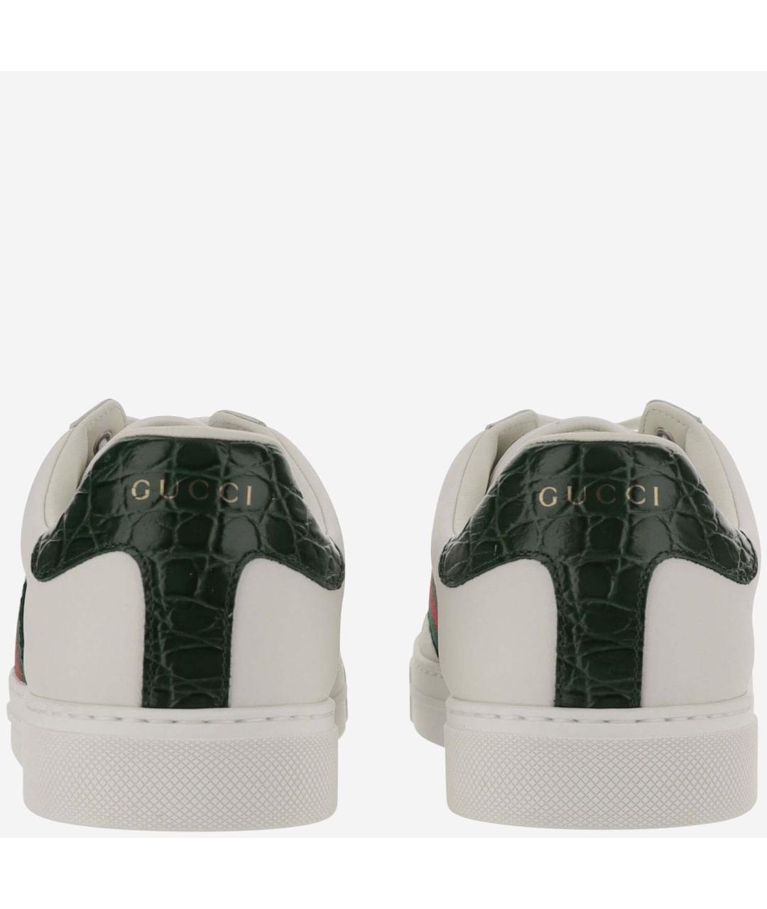 GUCCI Белые кожаные низкие кроссовки / кеды, фото 4