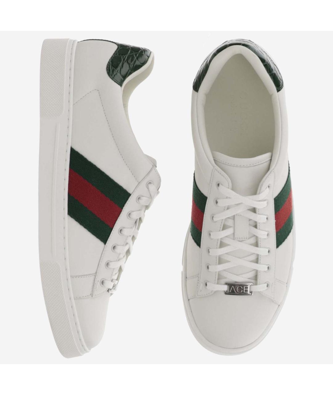 GUCCI Белые кожаные низкие кроссовки / кеды, фото 2