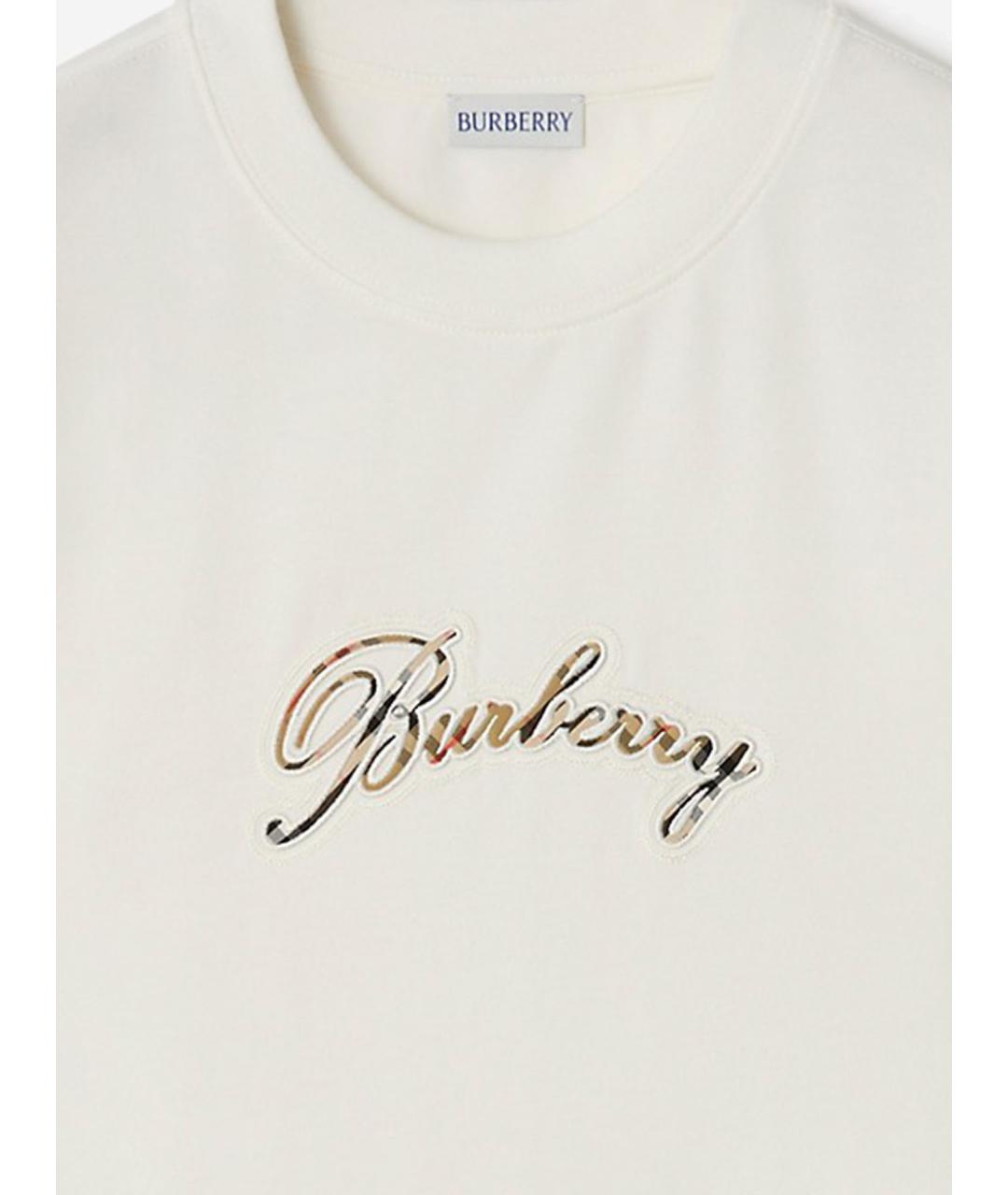 BURBERRY Белая хлопковая футболка, фото 3
