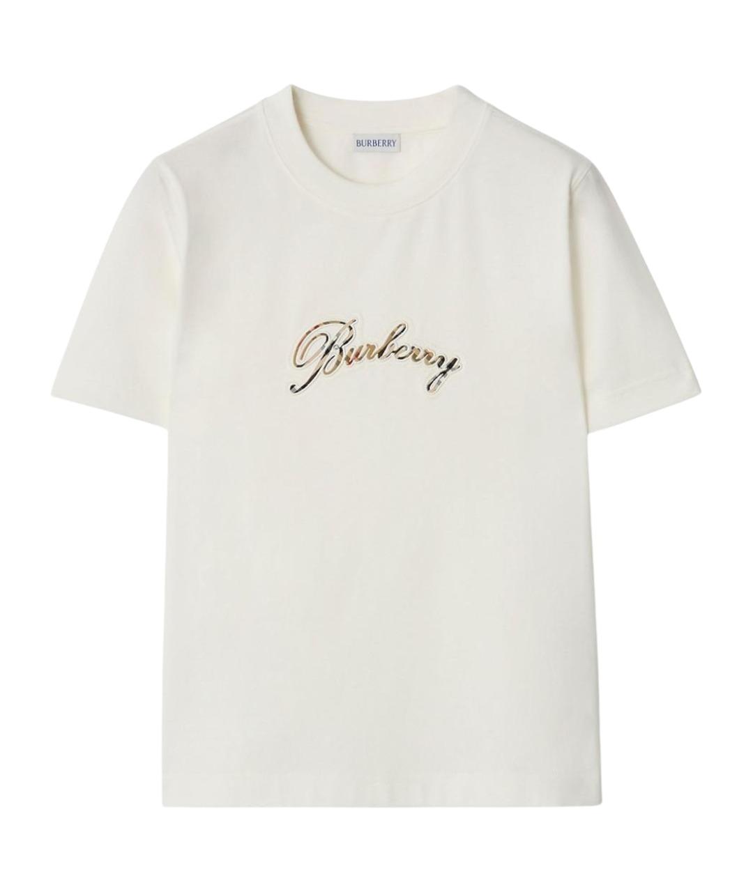 BURBERRY Белая хлопковая футболка, фото 1