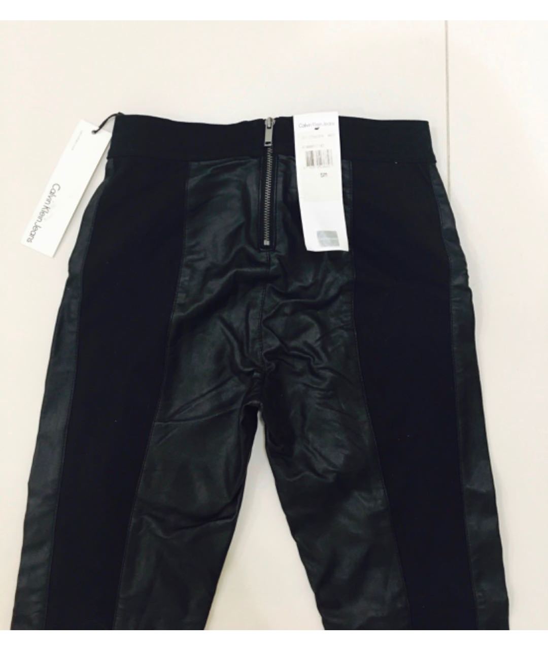 CALVIN KLEIN Черные хлопко-эластановые брюки узкие, фото 4