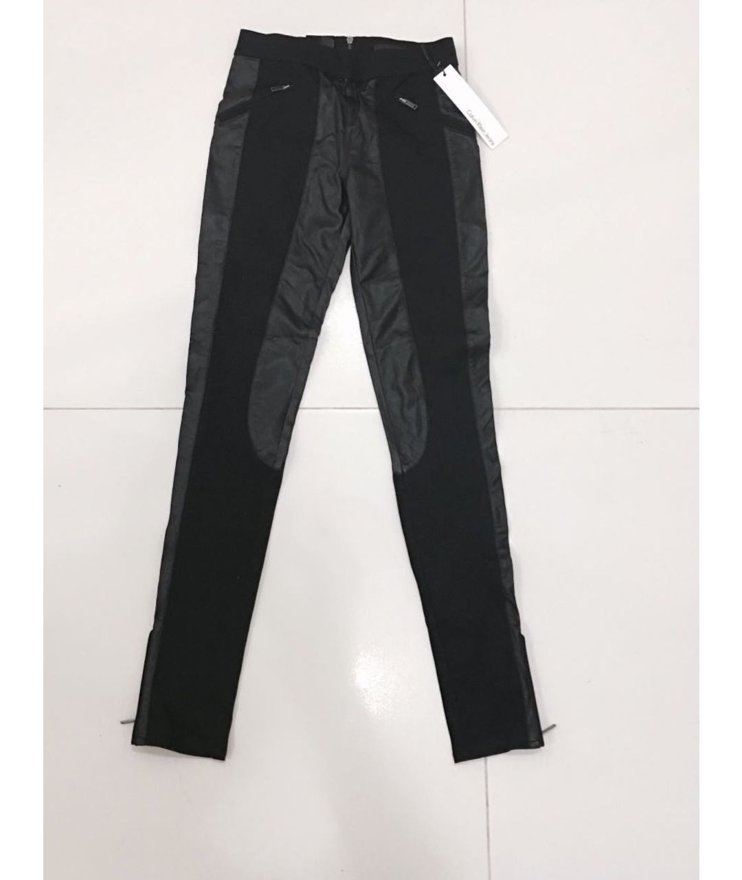 CALVIN KLEIN Черные хлопко-эластановые брюки узкие, фото 5