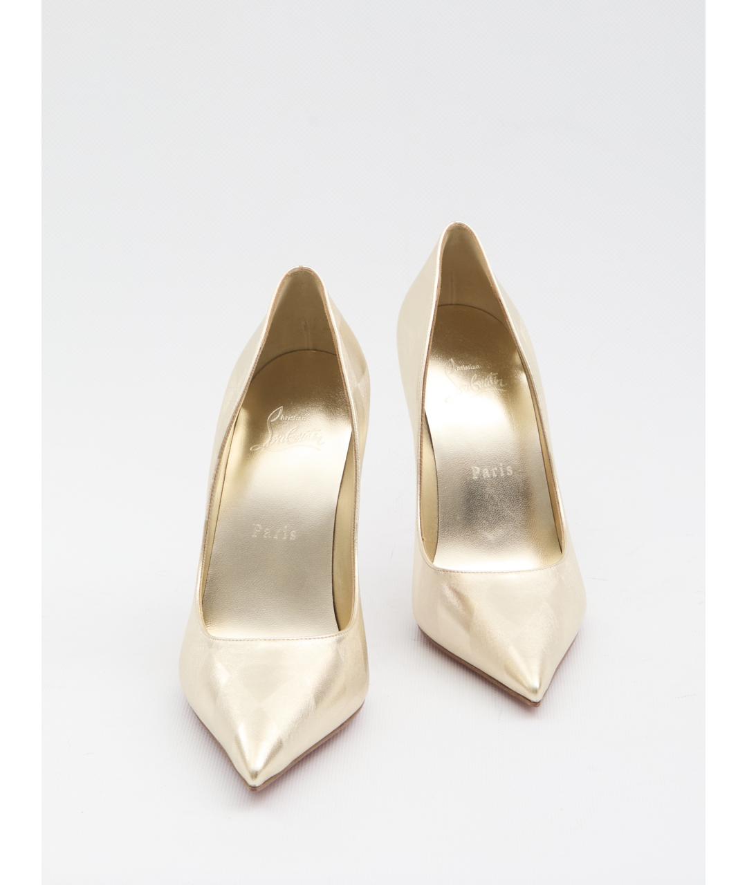 CHRISTIAN LOUBOUTIN Золотые кожаные туфли, фото 5