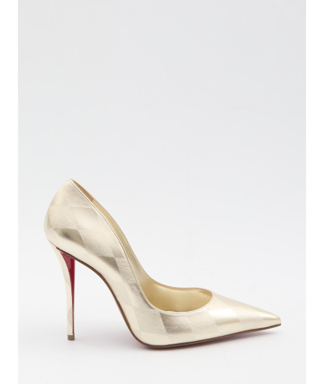 CHRISTIAN LOUBOUTIN Золотые кожаные туфли, фото 6