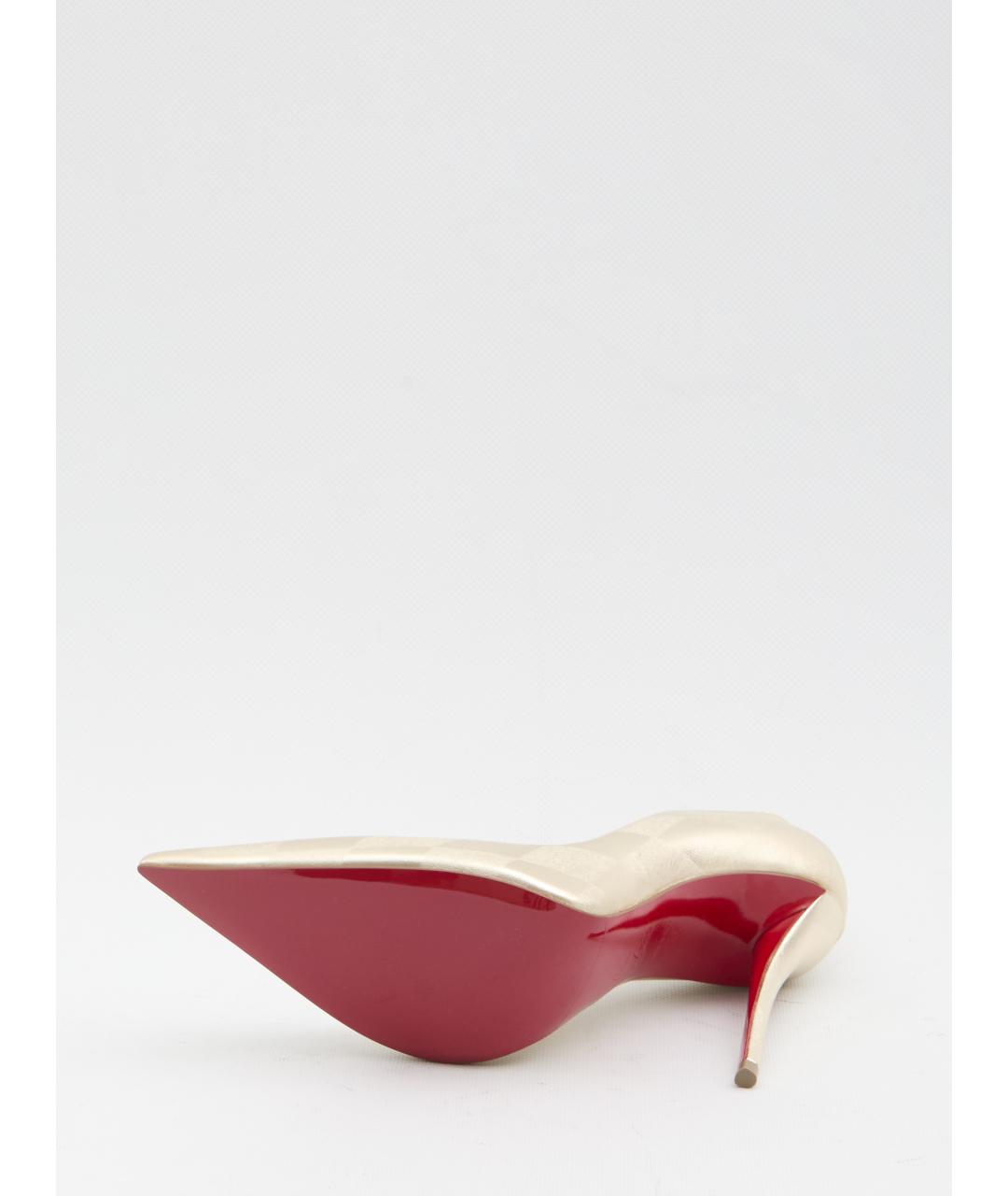 CHRISTIAN LOUBOUTIN Золотые кожаные туфли, фото 4