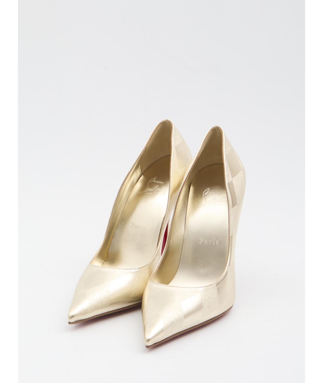 CHRISTIAN LOUBOUTIN Золотые кожаные туфли, фото 2