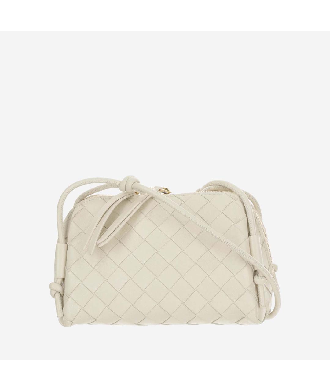 BOTTEGA VENETA Белая кожаная сумка через плечо, фото 5