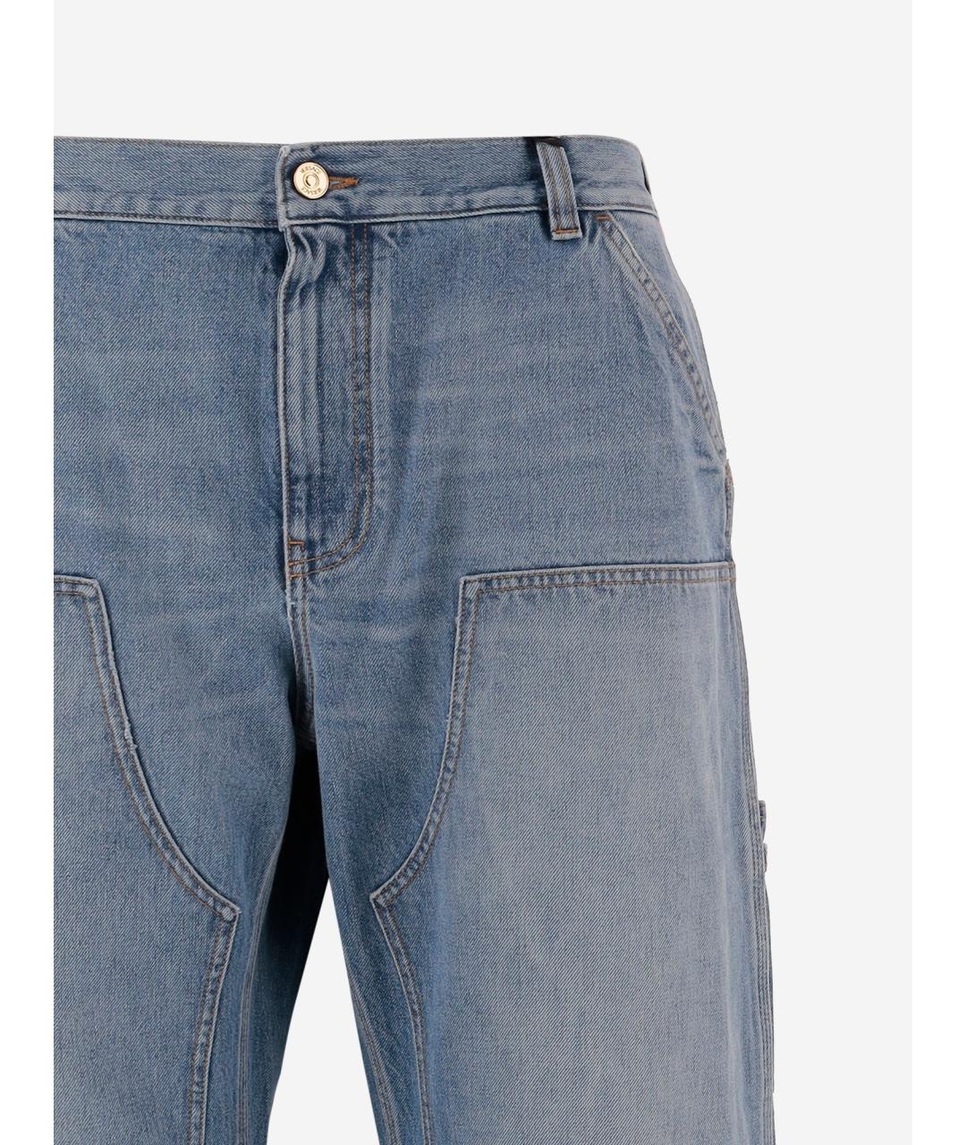 VERSACE Синие хлопковые прямые джинсы, фото 3