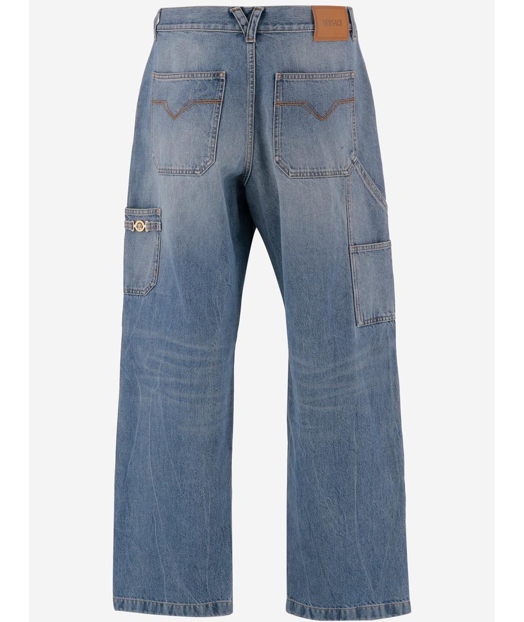 VERSACE Синие хлопковые прямые джинсы, фото 2