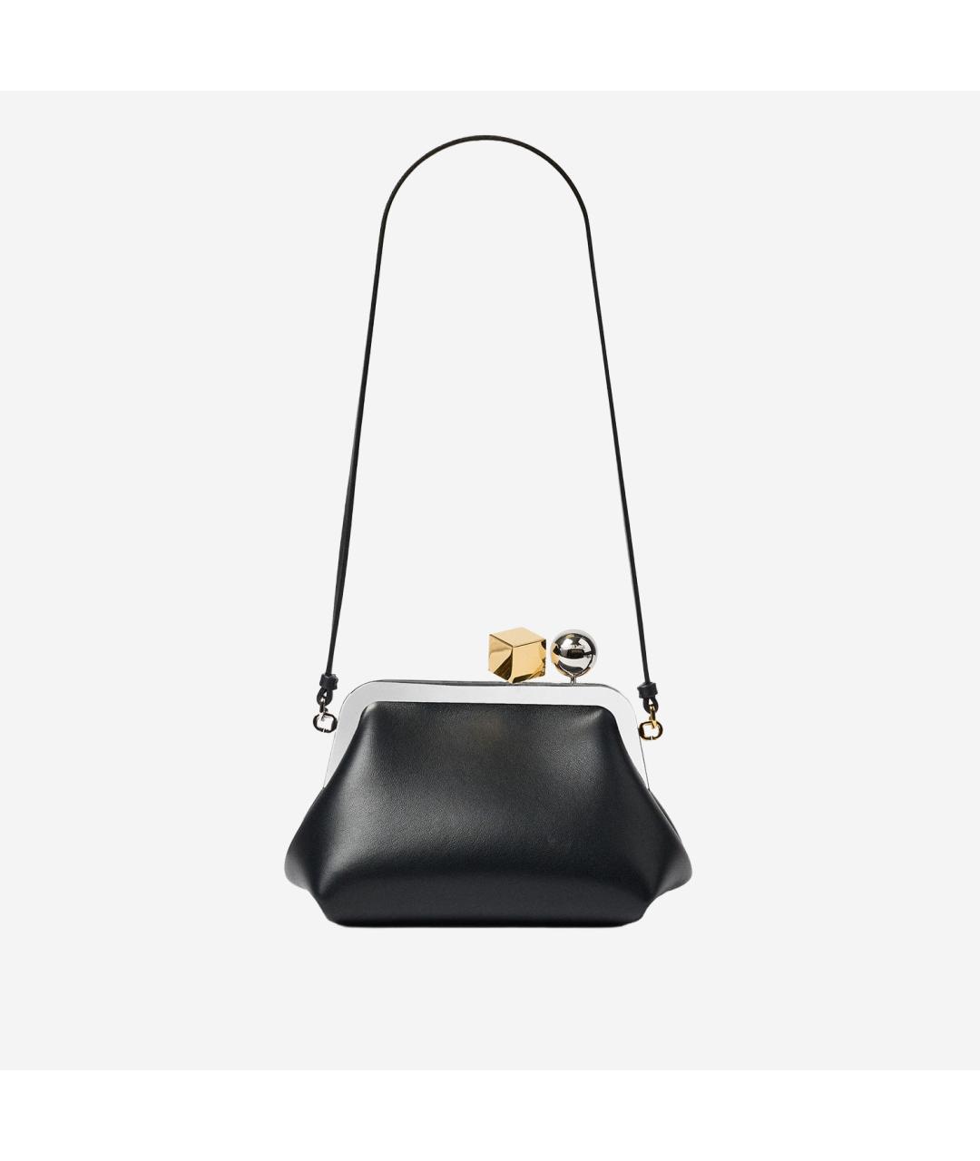 JACQUEMUS Черная кожаная сумка через плечо, фото 3