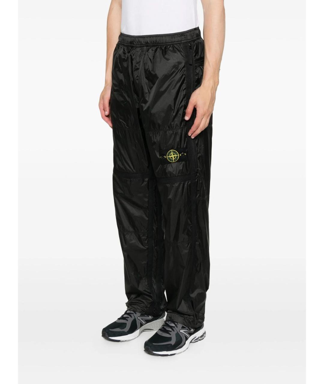 STONE ISLAND Черные полиамидовые повседневные брюки, фото 2