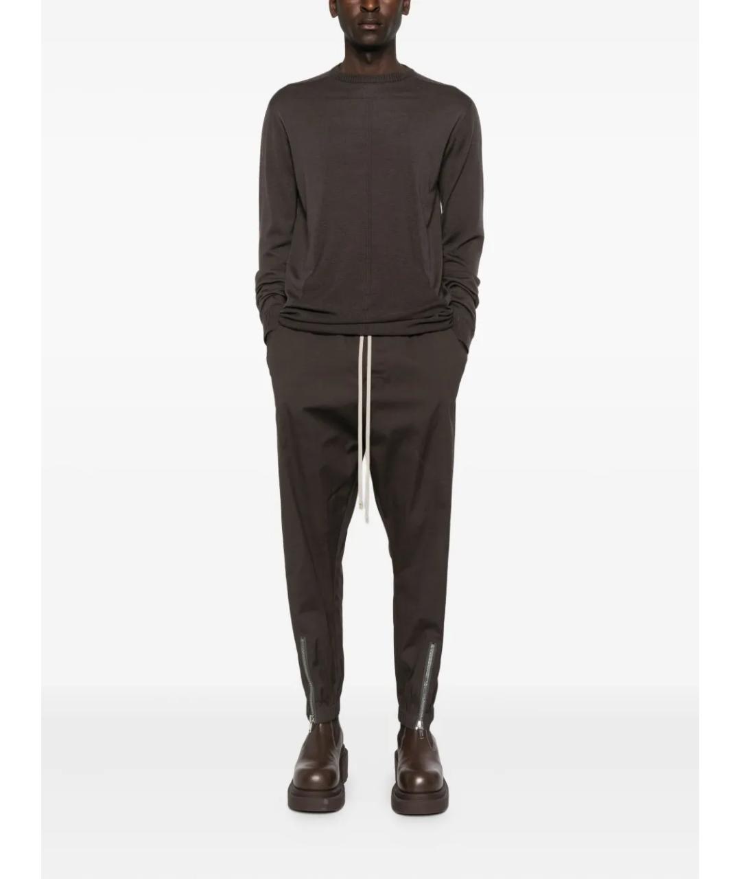 RICK OWENS Коричневые хлопковые повседневные брюки, фото 3