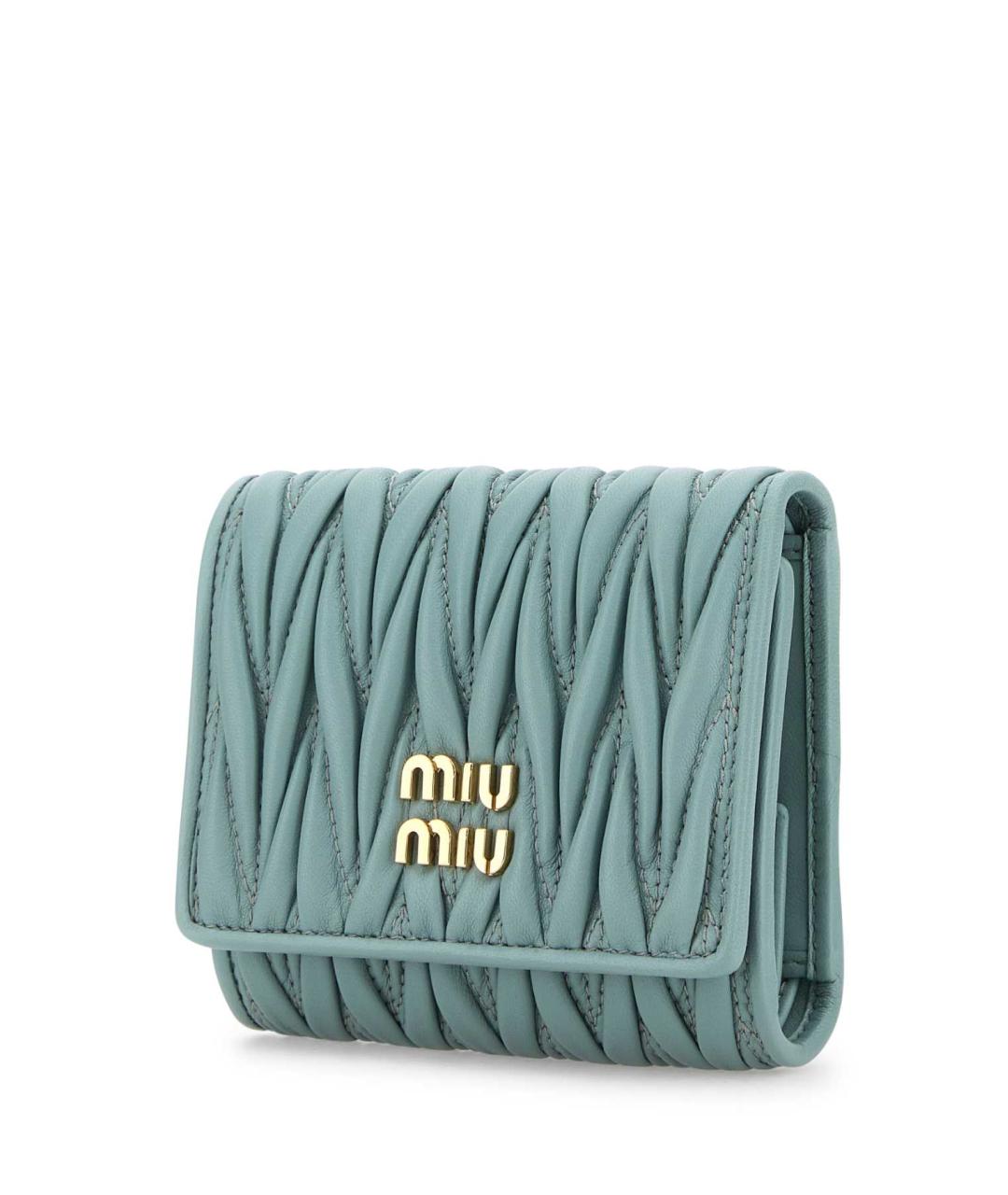 MIU MIU Голубой кожаный кошелек, фото 2
