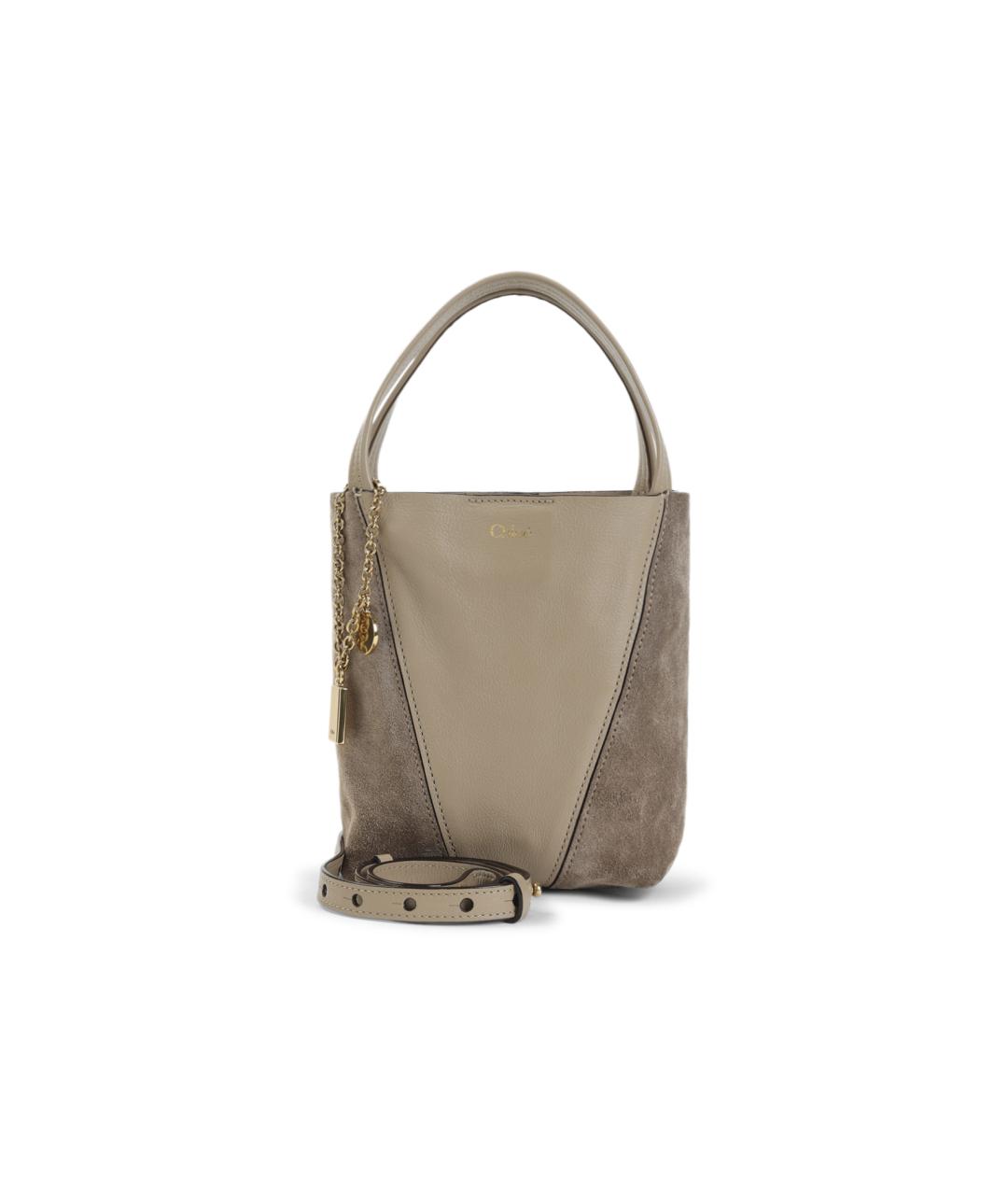 CHLOE Бежевая кожаная сумка через плечо, фото 1