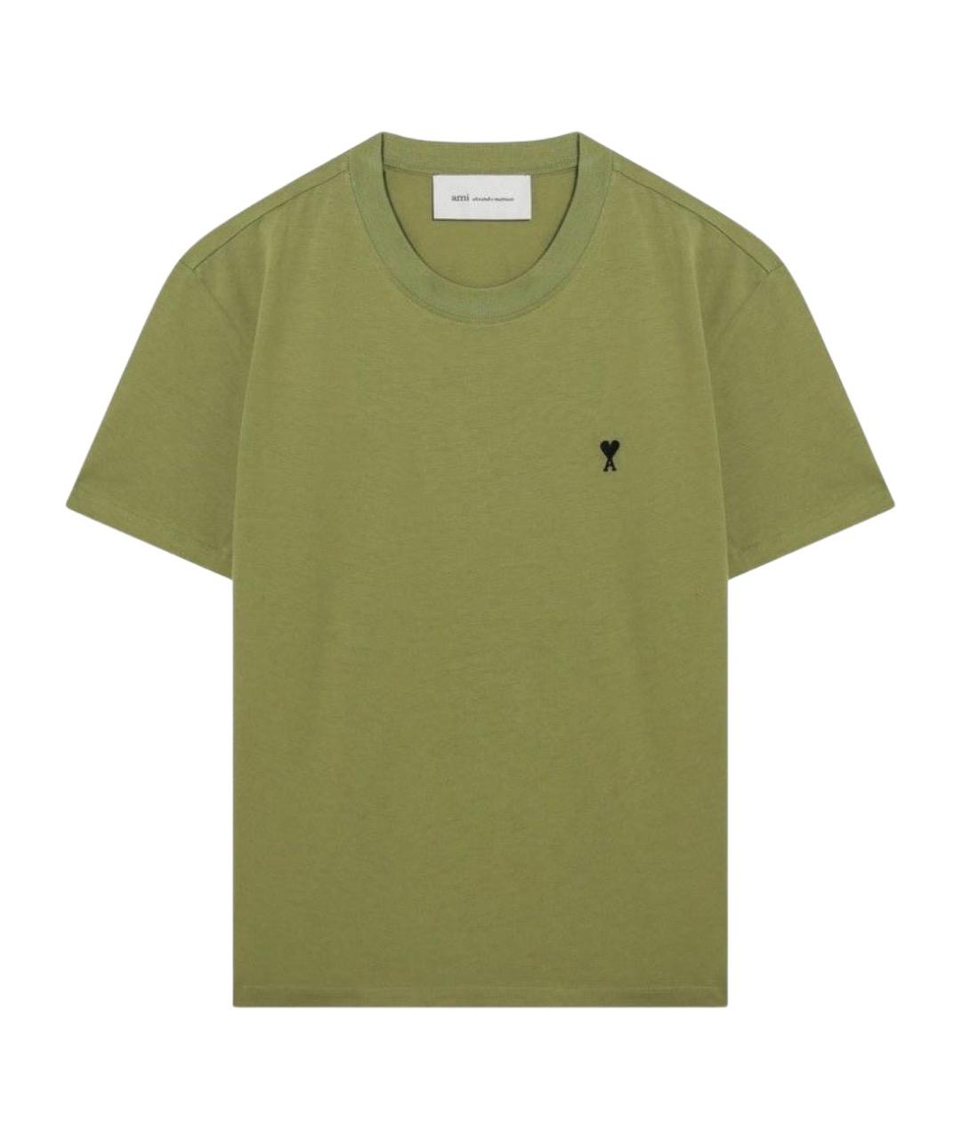 Ami Paris Зеленая хлопковая футболка, фото 1
