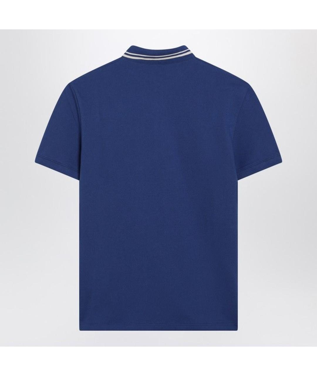 VALENTINO Синее хлопковое поло с коротким рукавом, фото 2
