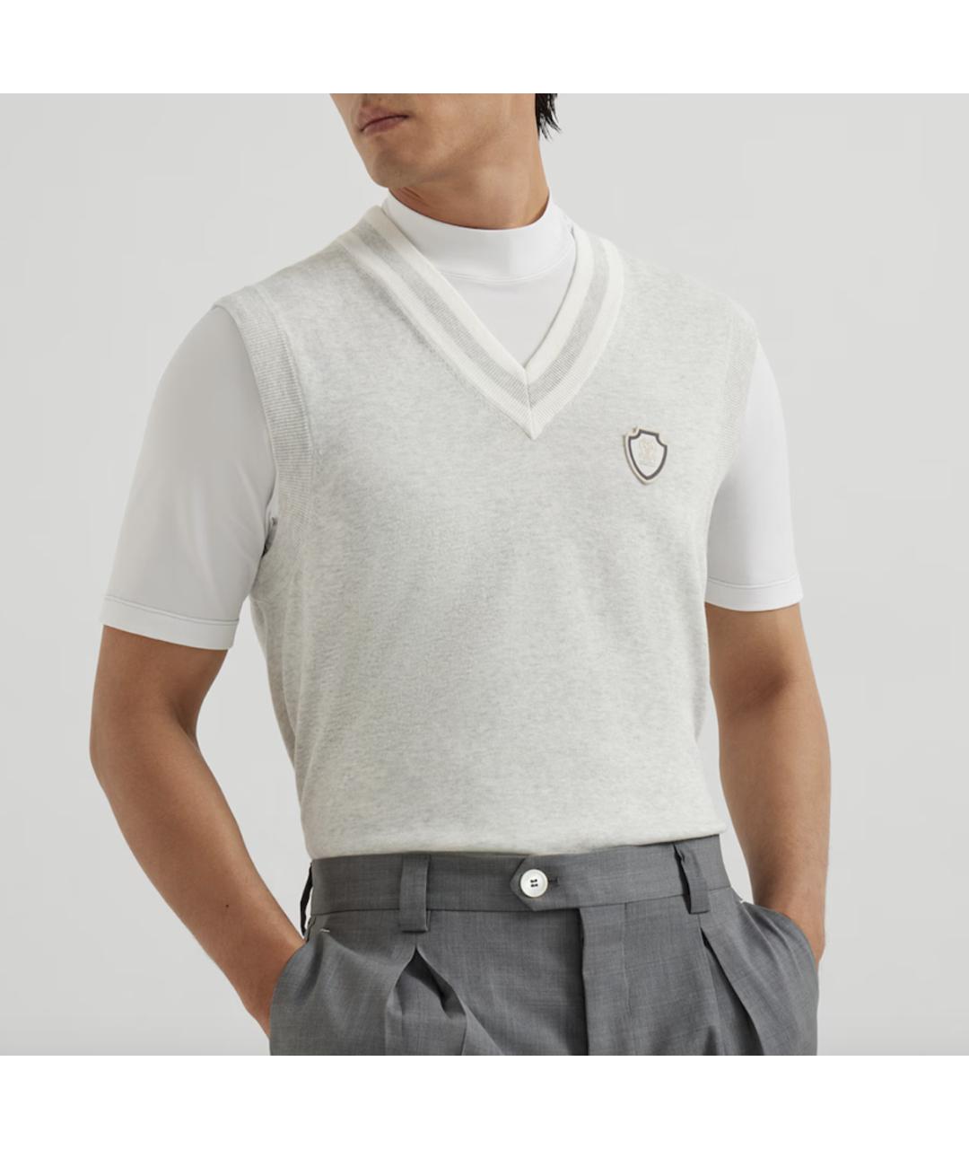 BRUNELLO CUCINELLI Серая хлопковая жилетка, фото 3