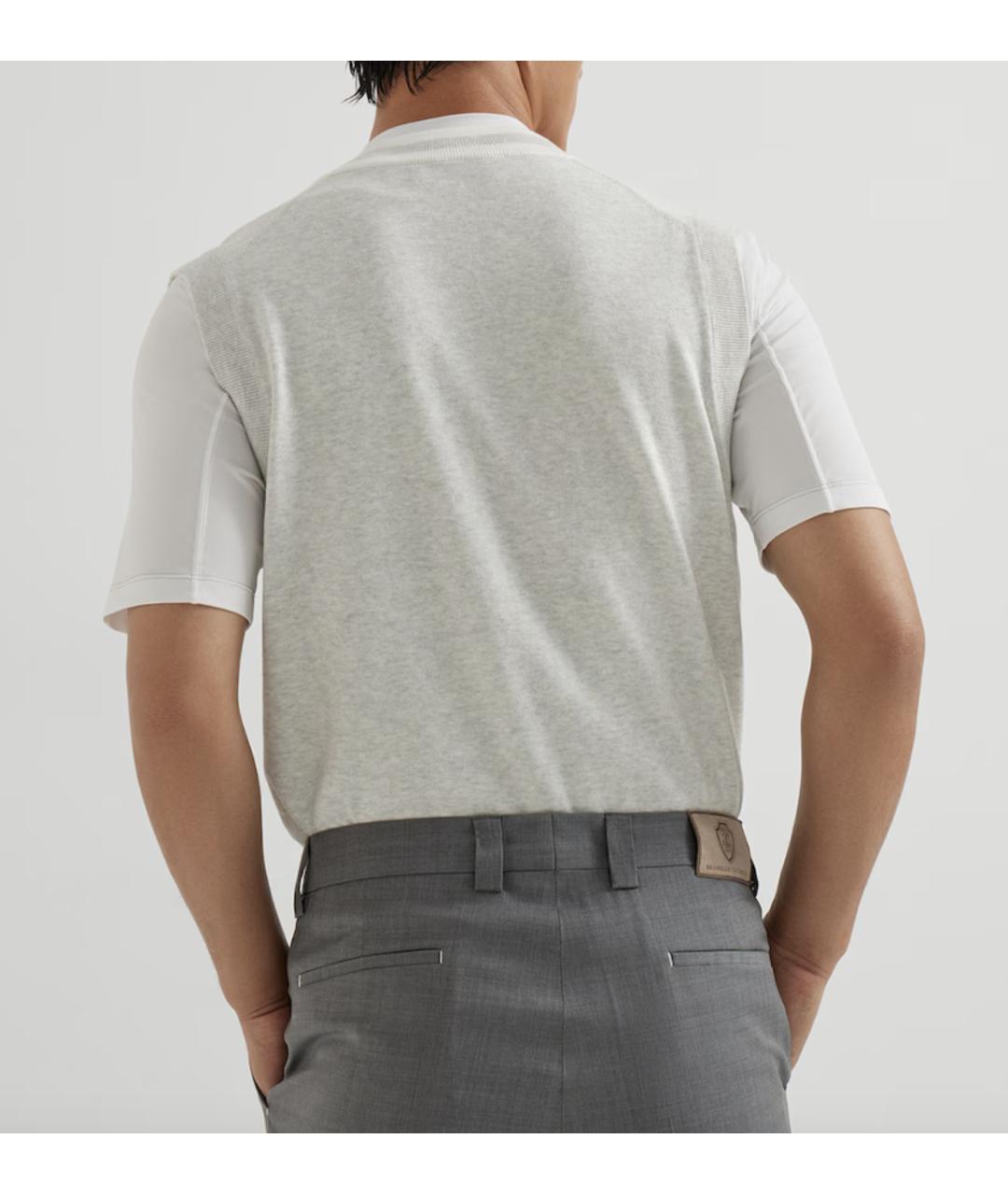 BRUNELLO CUCINELLI Серая хлопковая жилетка, фото 4