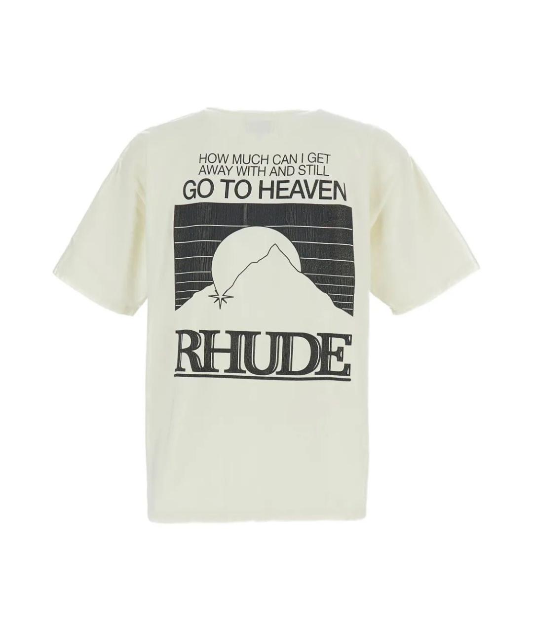 RHUDE Белая хлопковая футболка, фото 2
