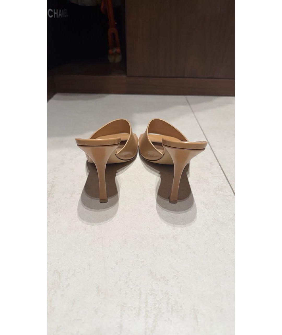 BOTTEGA VENETA Бежевые кожаные мюли, фото 4