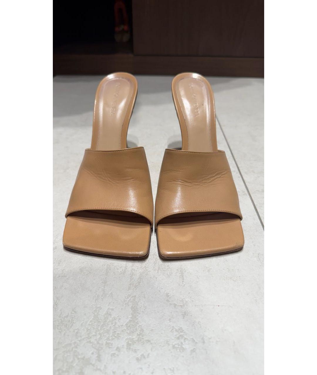 BOTTEGA VENETA Бежевые кожаные мюли, фото 2