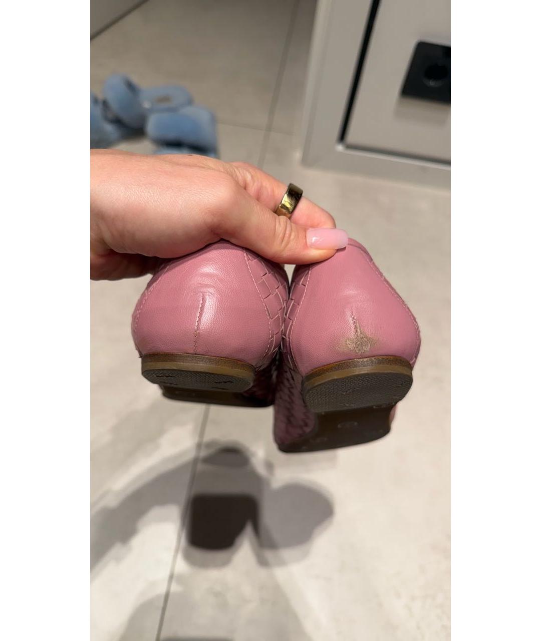 BOTTEGA VENETA Розовые кожаные балетки, фото 4
