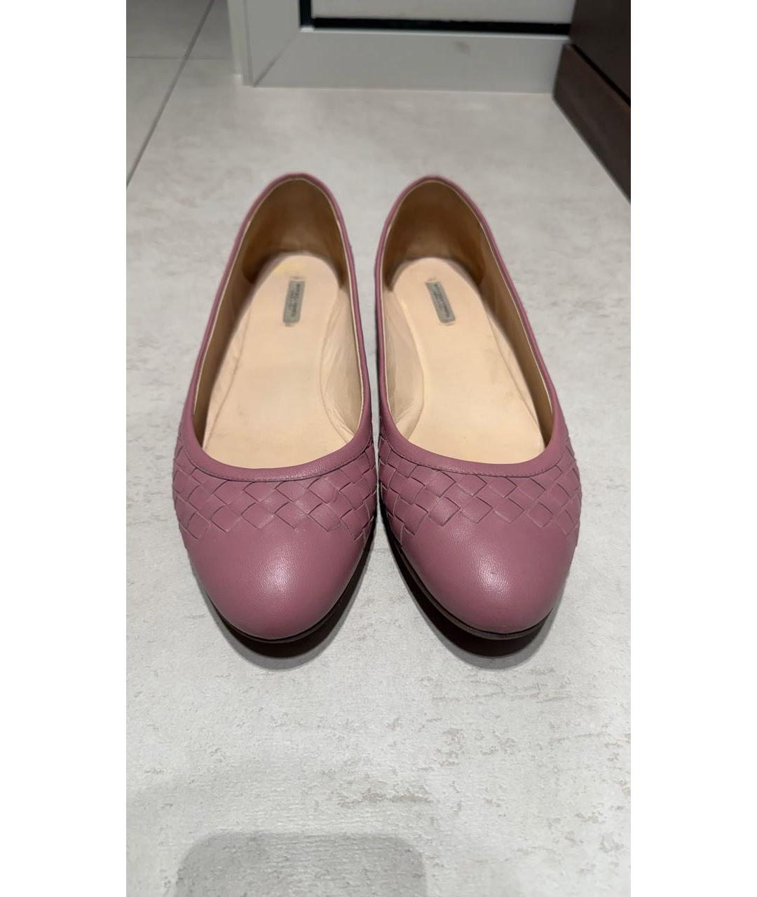 BOTTEGA VENETA Розовые кожаные балетки, фото 2