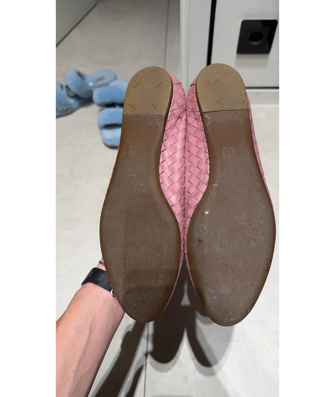BOTTEGA VENETA Розовые кожаные балетки, фото 5