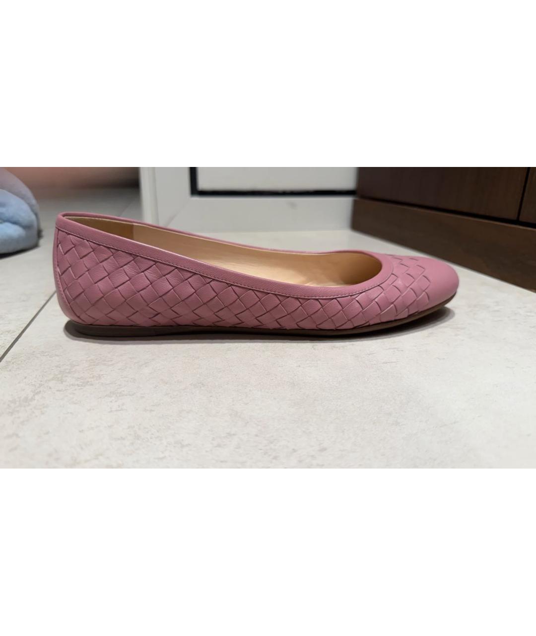 BOTTEGA VENETA Розовые кожаные балетки, фото 6