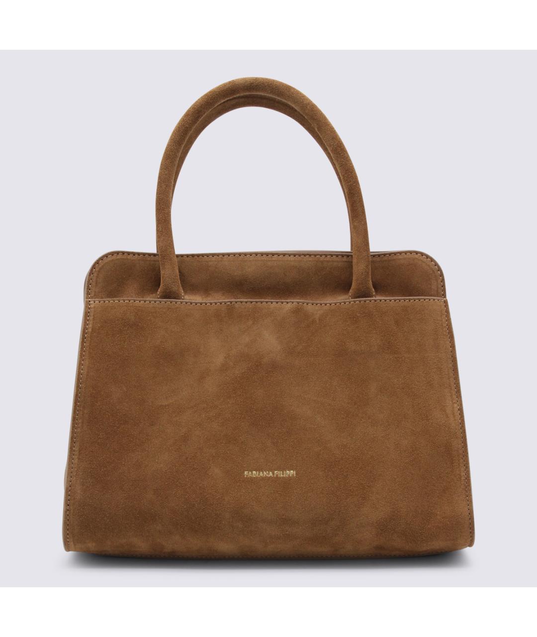 FABIANA FILIPPI Коричневая замшевая сумка тоут, фото 3