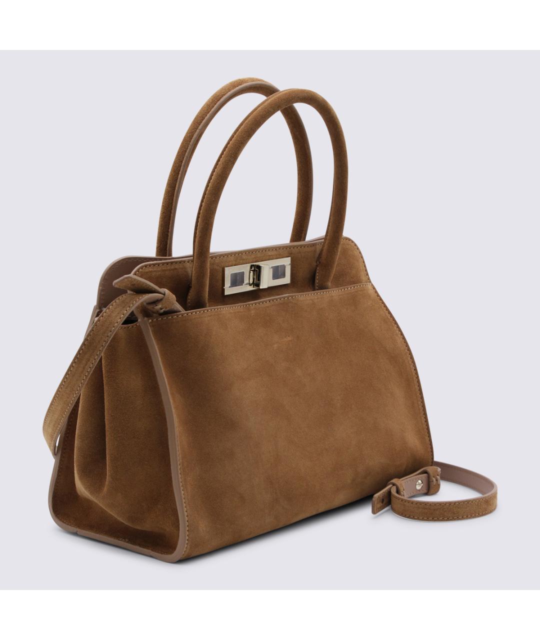 FABIANA FILIPPI Коричневая замшевая сумка тоут, фото 2