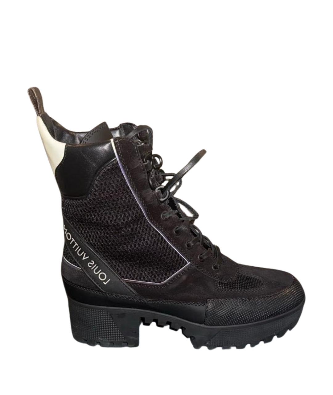 LOUIS VUITTON Черные замшевые ботинки, фото 1