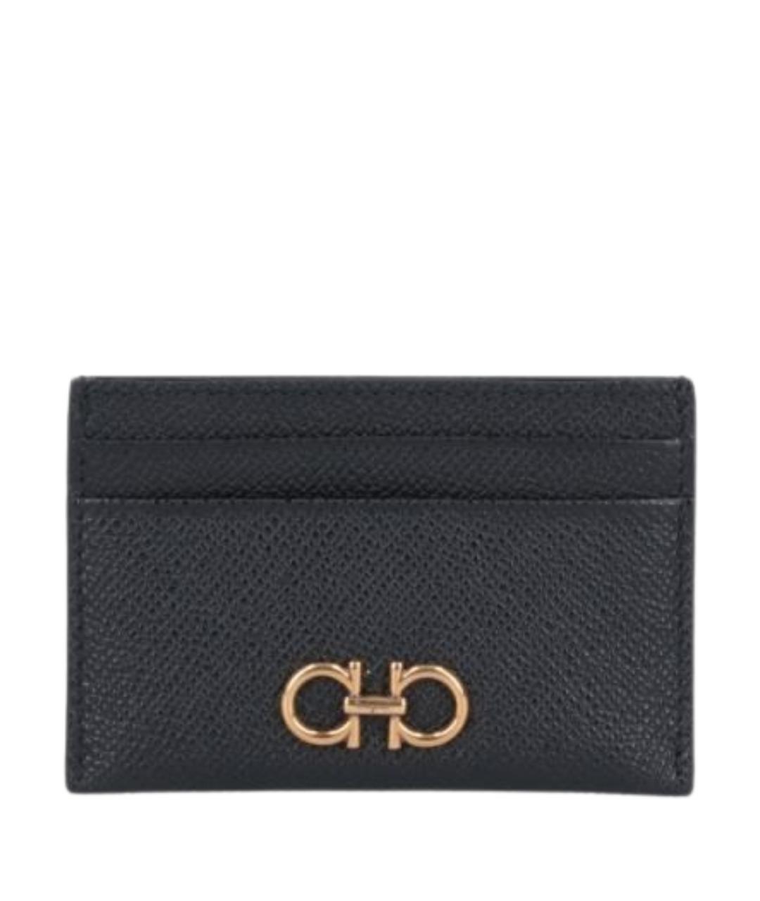 FERRAGAMO Черный кожаный кардхолдер, фото 1